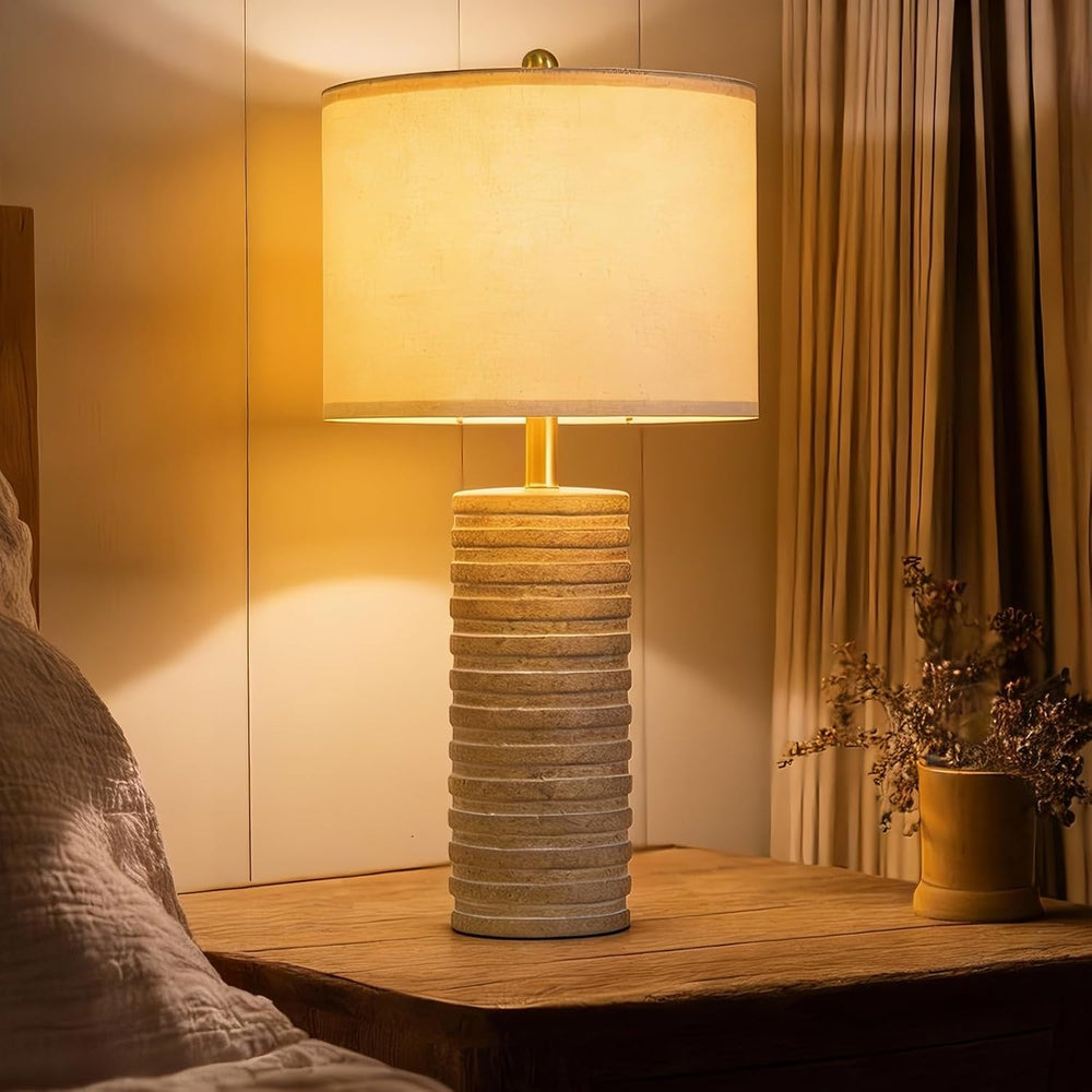 PoKat 27'' Farmhouse Table Lamps Set of 2 for Living Room, Stone-Like