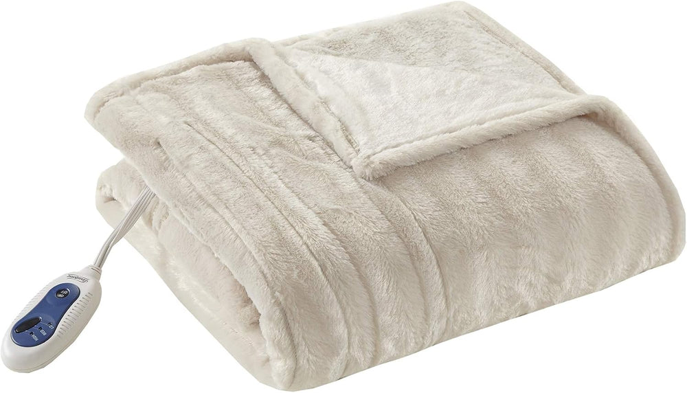Beautyrest Duke Blanket Luxury Oversize Electric Throw Premium Soft Cozy Brus...