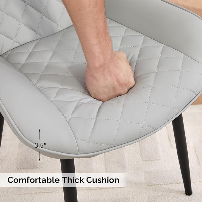Dining Chair Set of 2, Modern Dining Chairs with Thick Cushions, Faux Leather...