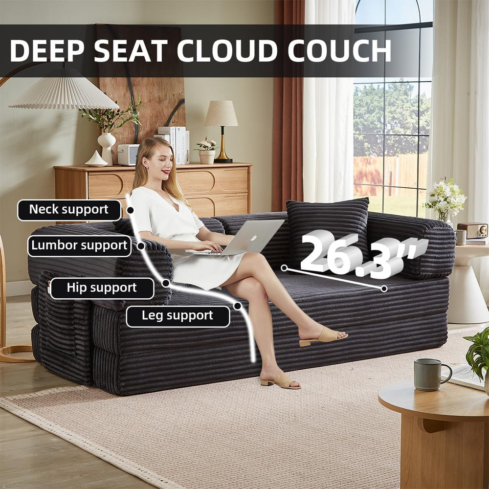81 Inch Convertible Futon Sofa Bed,Fold Out Floor Sofa Couch with Fixed-Shape...