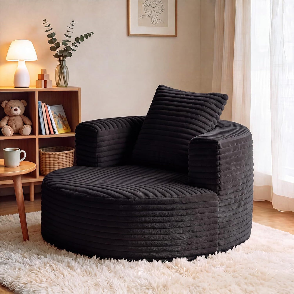 35.4'' Round Chaise Lounge Sofa Indoor Boneless Circle Chair