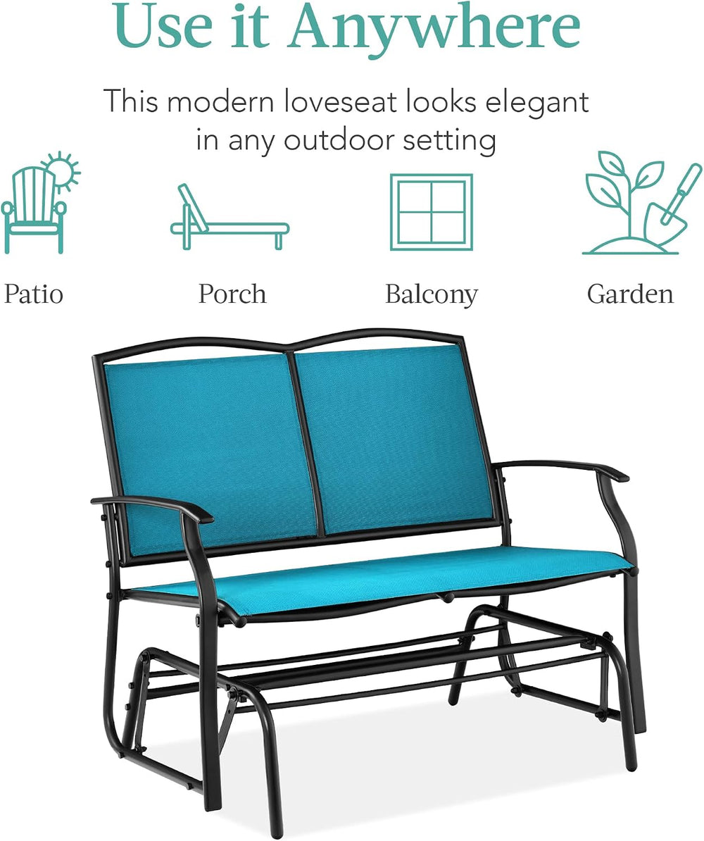 Best Choice Products 2-Person Outdoor Patio Swing Glider Steel Bench Loveseat...