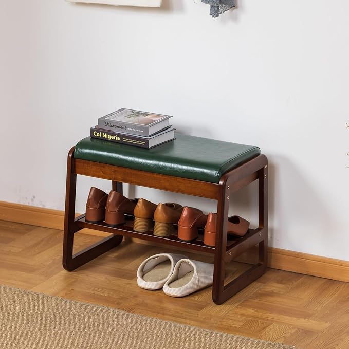 Shoe Rack Bench, Solid Wood Entryway Bench with Flip-Open Storage Box for Ent...