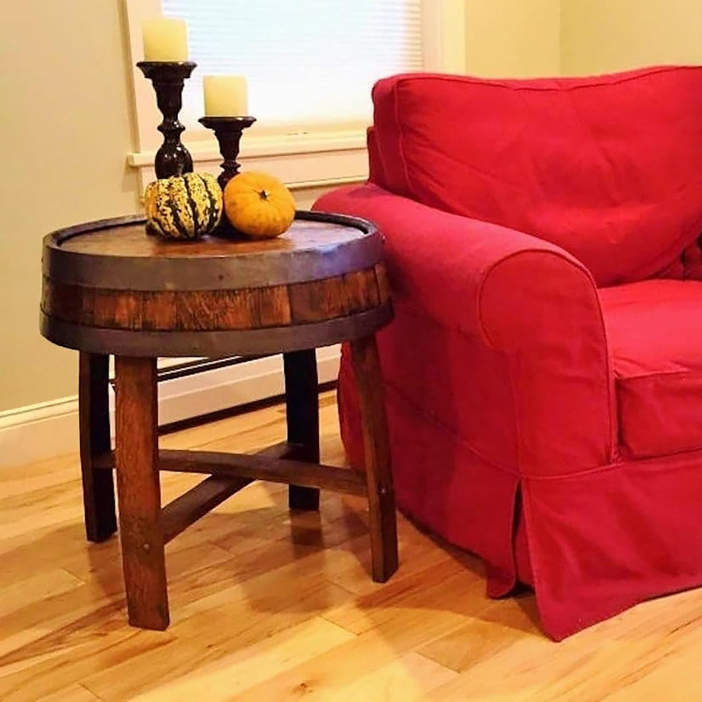 Handcrafted Oak Whiskey Barrel End Table, Coffee Table, Bourbon Table, Wine B...