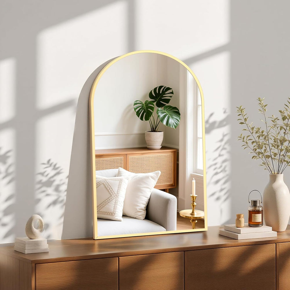 Sweetcrispy 20"x30" Arched Gold Bathroom Mirrors for Wall, Vanity M...