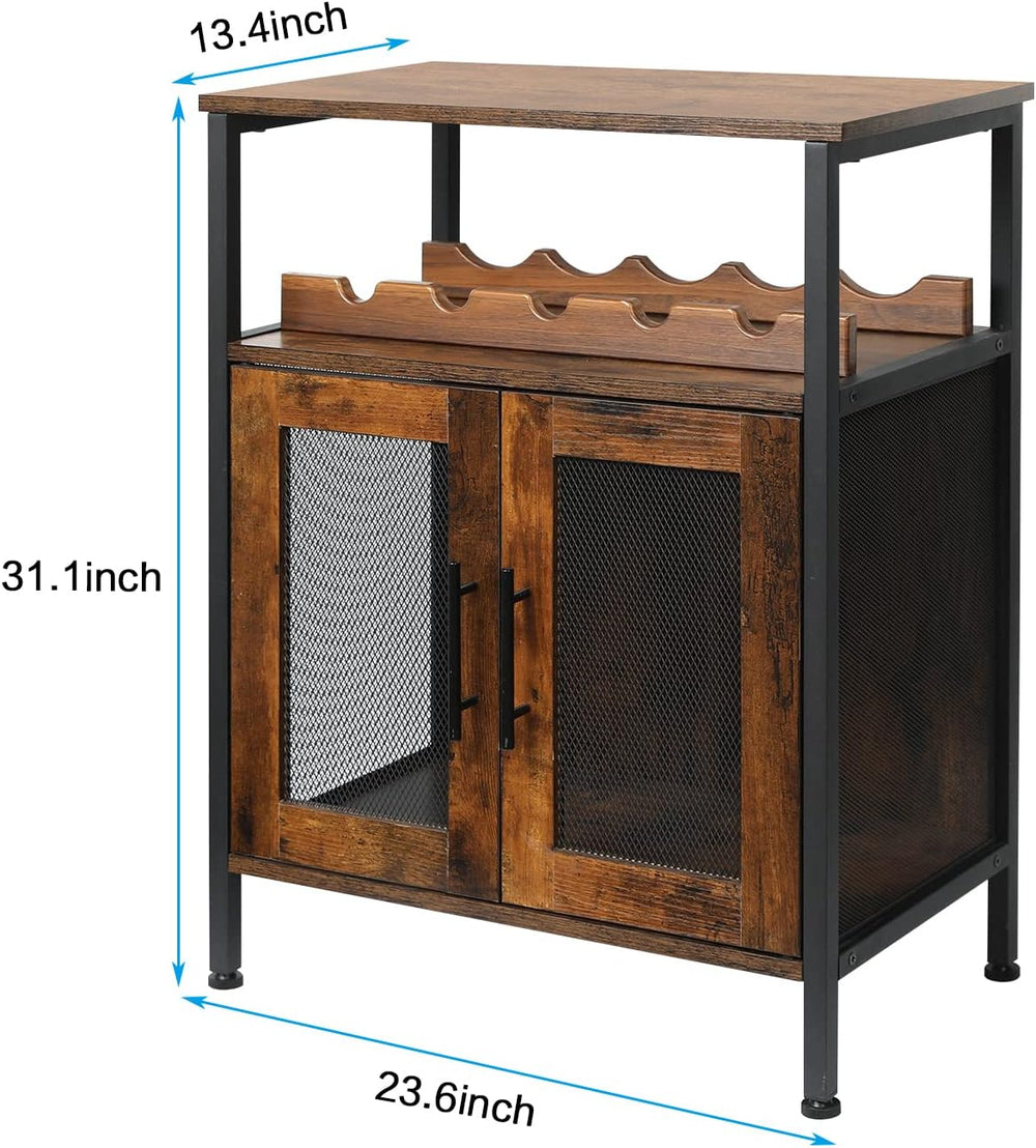 X-cosrack Wine Bar Rack Cabinet with Detachable Wine Rack, Coffee Barwith Gla...