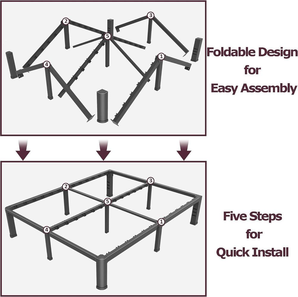 Bilily 10 Inch Low Bed Frame Full with Round Corner Legs,3500 LBS Heavy Duty ...