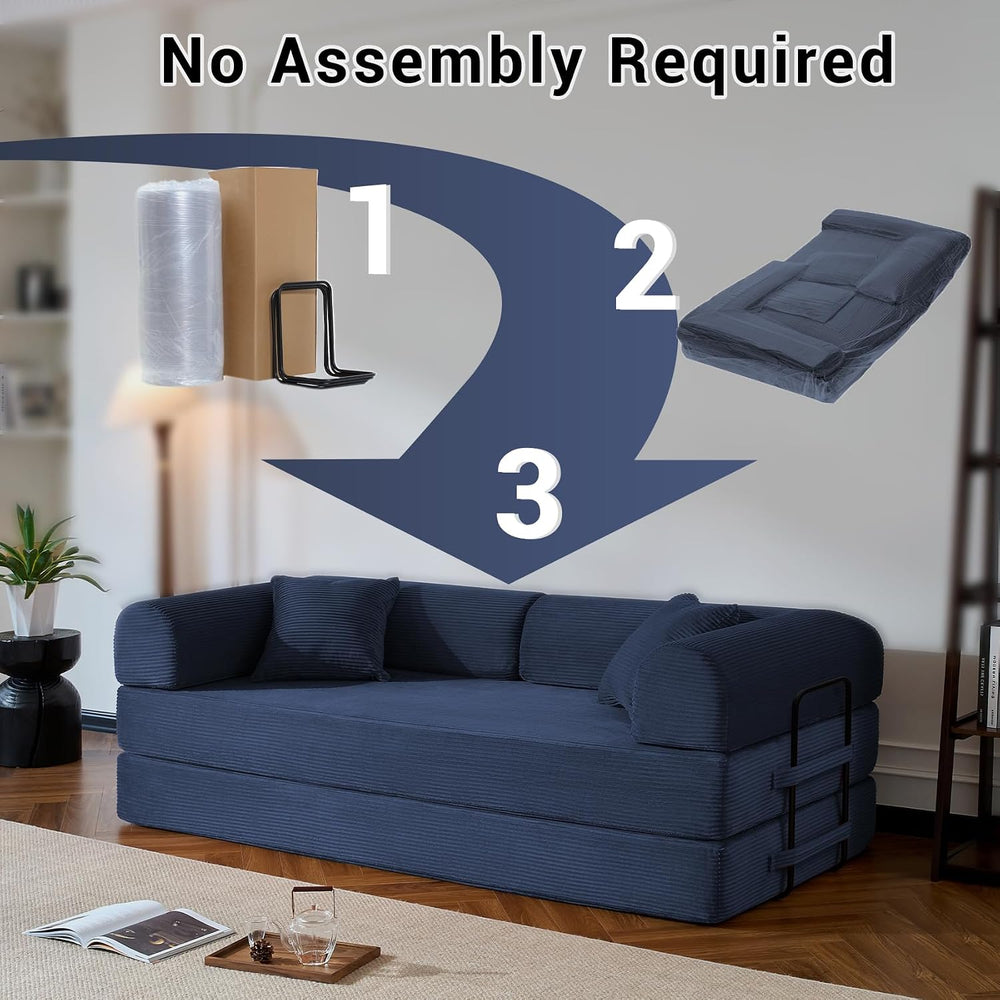 79" Convertible Futon Sofa Bed,5-In-1 Boneless Couch for Small Spaces