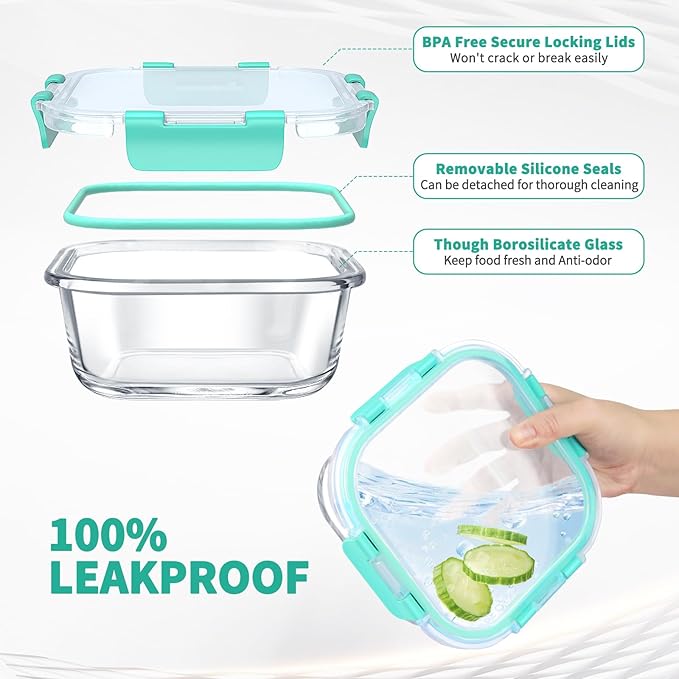 34pcs Glass Food Storage Containers