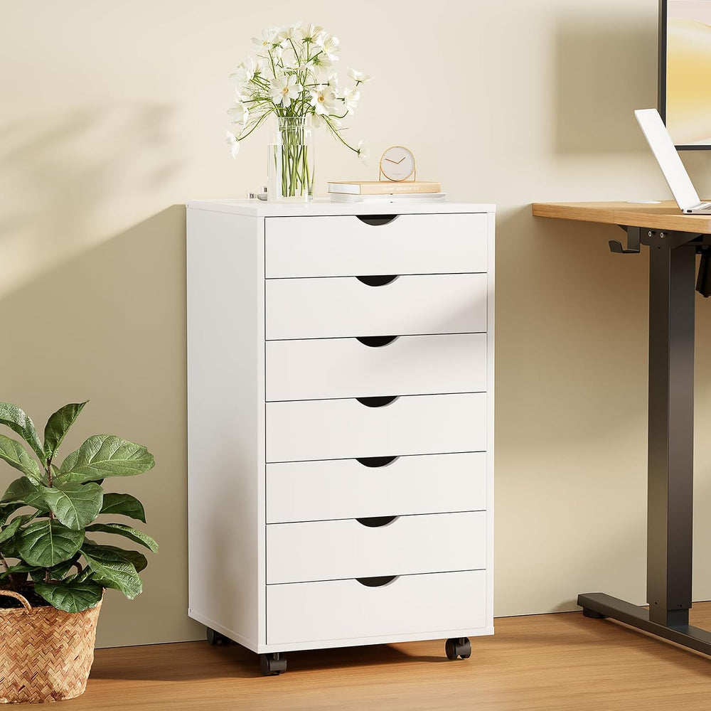 Sweetcrispy 7 Drawer Rolling Storage Cabinet with Wheels, Wood Organizer
