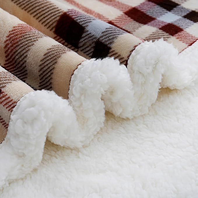 PU MEI Sherpa Fleece Throw Blanket 80" x 90" Reversible Plush Fluffy Large Big