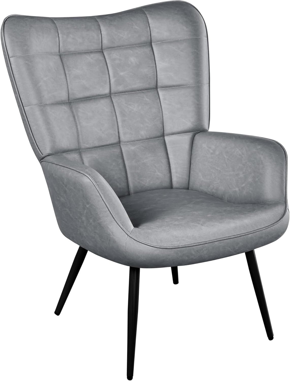 Yaheetech Faux Leather Accent Chair for Living Room Gray