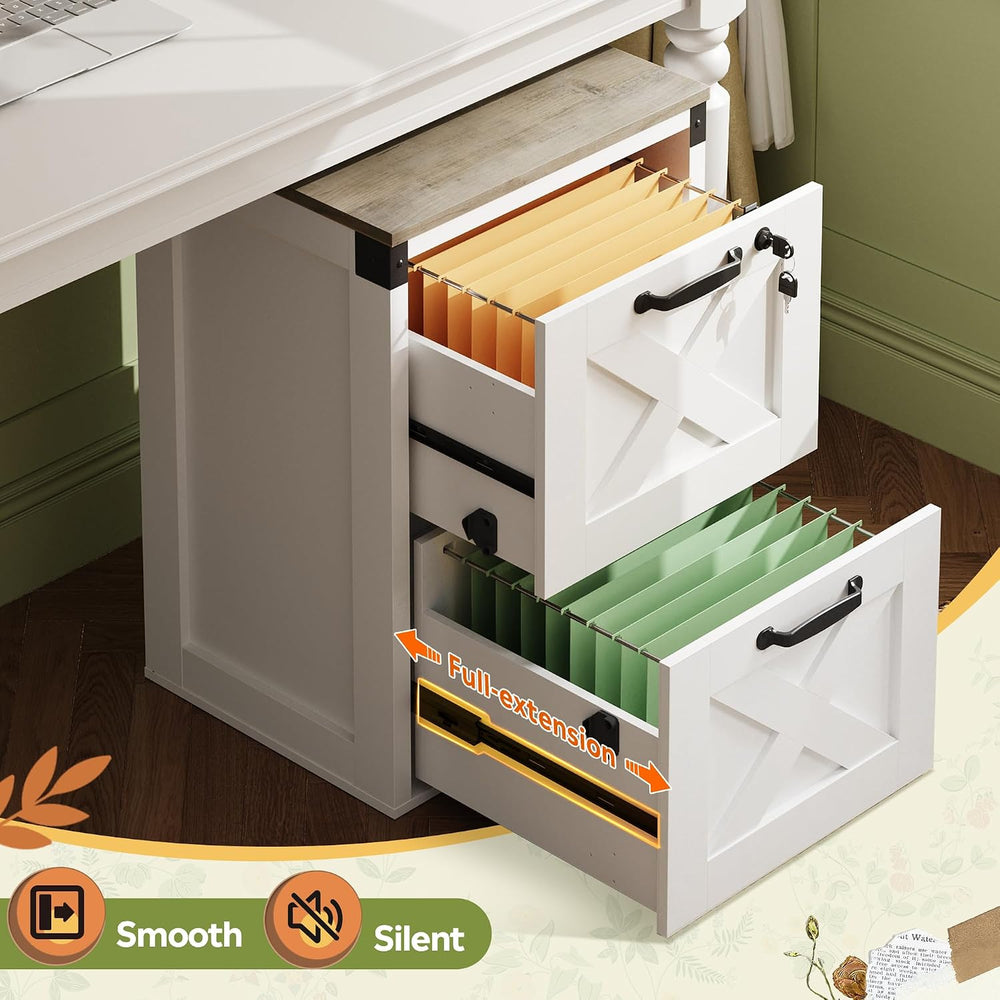 DEVAISE 2-Drawer File Cabinet with Lock, Wood Office Filing Cabinets, White |...
