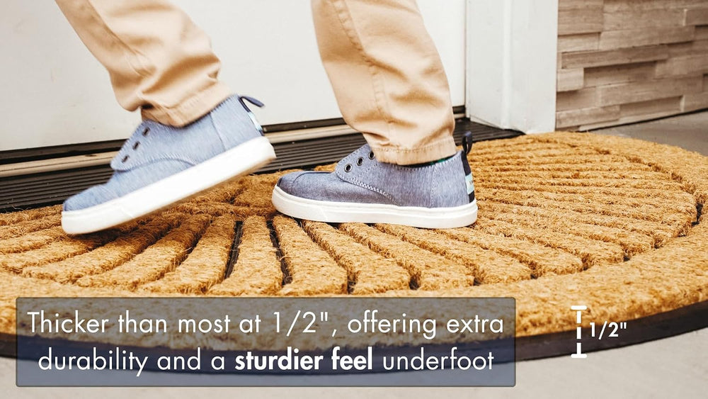 Notrax All Weather Rubber-Backed Natural Coco Coir Half Circle Door Mat