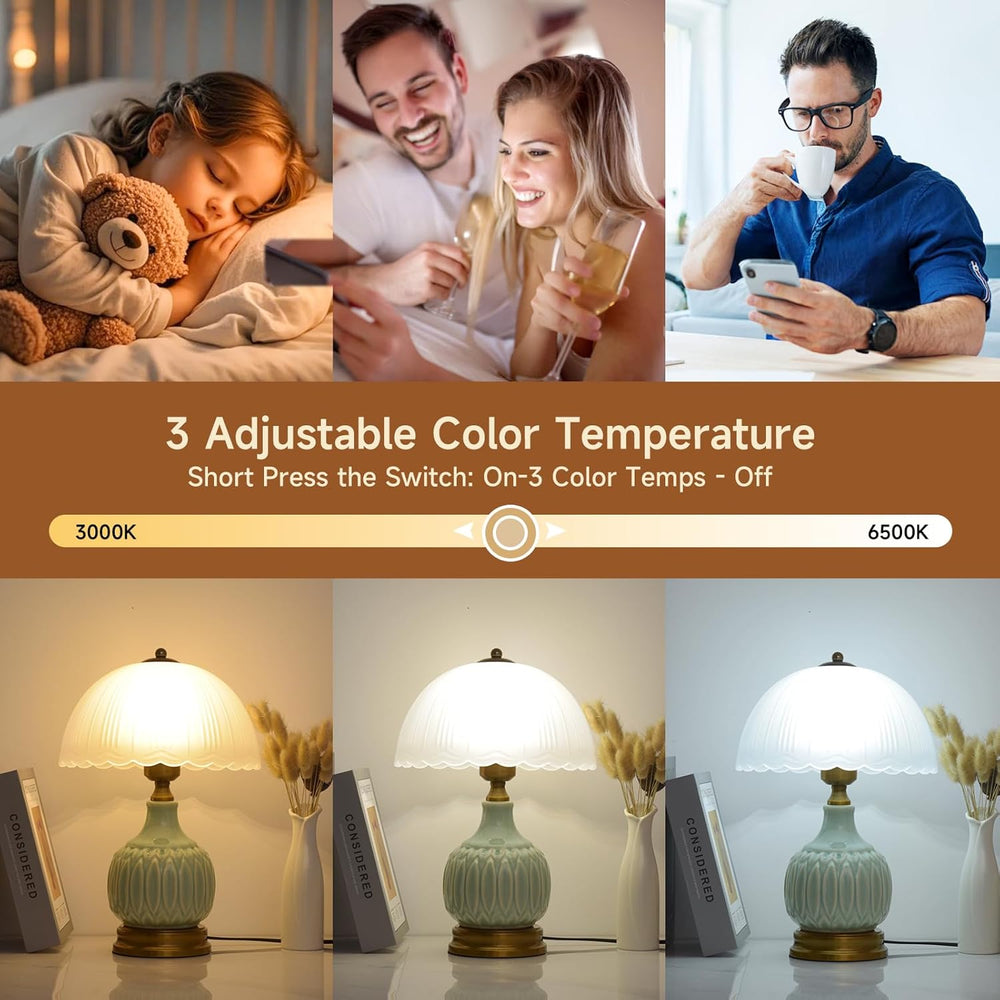Table Lamps Ceramic Retro Lamp for Living Room,15." Modern Bedside Night...
