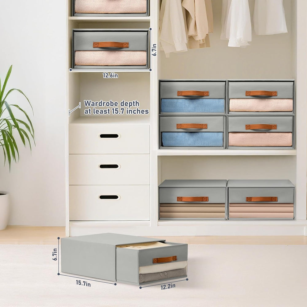 DIMJ Closet Organizers and Storage - Fabric Bins with Drawers for Closet Fold...