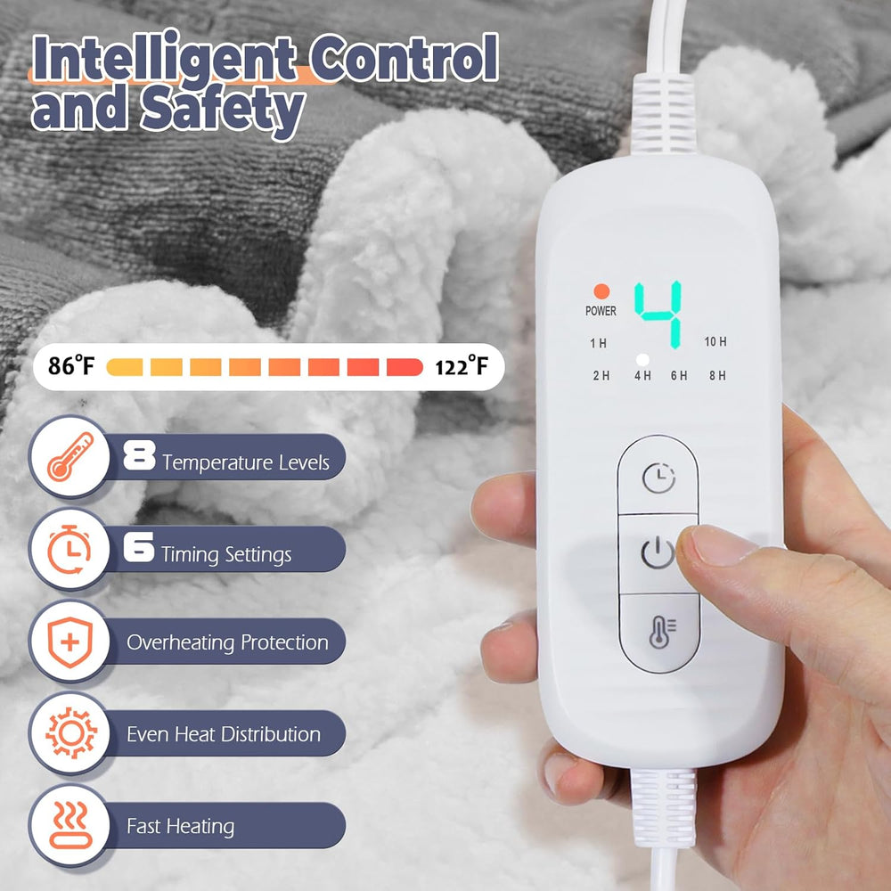 Wearable Heated Blanket with Foot Pocket, Electric Wearable Throw Blanket wit...