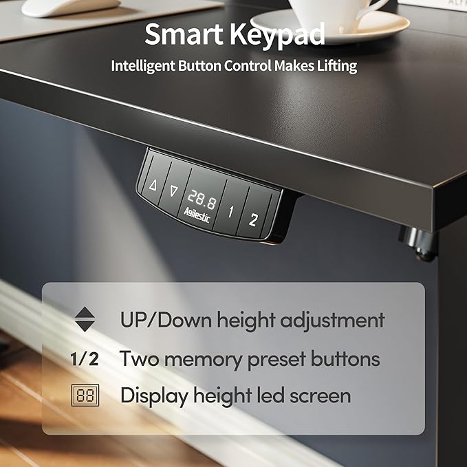 Agilestic Electric Standing Desk, Large 60 x 24 Inches Height Adjustable Desk...