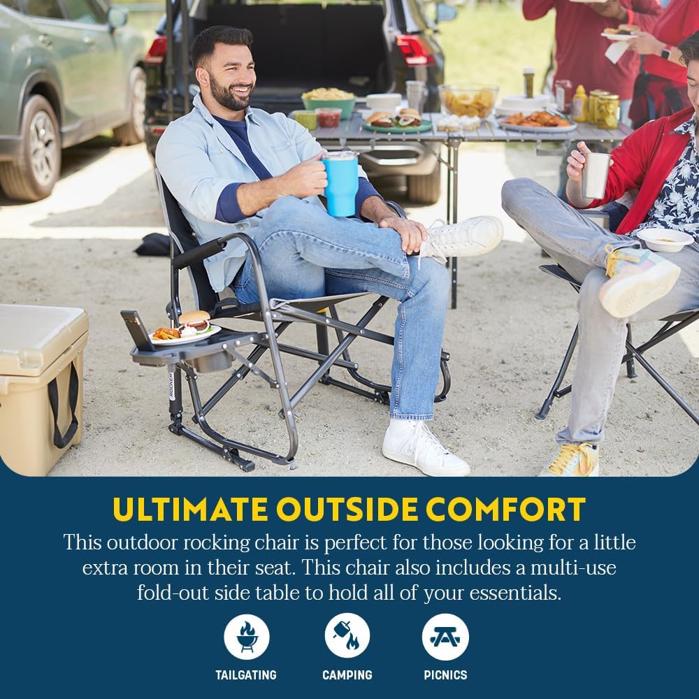 GCI Outdoor Freestyle Rocker XL with Side Table Camping Chair | Portable Fold...