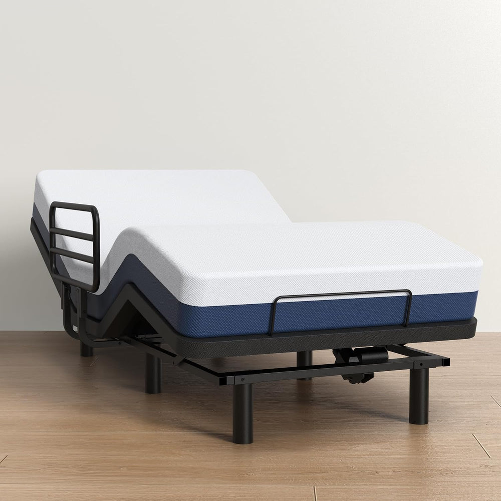 AbyssZen Home Care Electric Adjustable Bed Frame with Safety Rail, Full