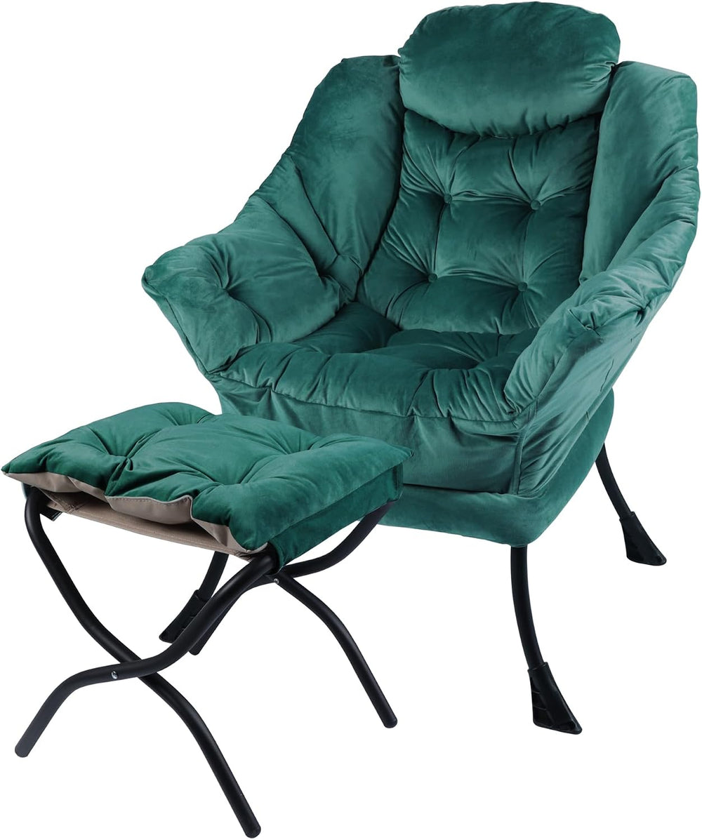 Kokel Lazy Chair with Folding Ottoman,Living Room Chairs, Accent Contemporary...
