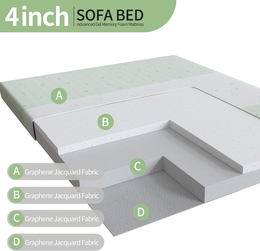 72×58” Queen Size Sofa Mattress Replacement, 4 Inch Sleeper Couch Mattress