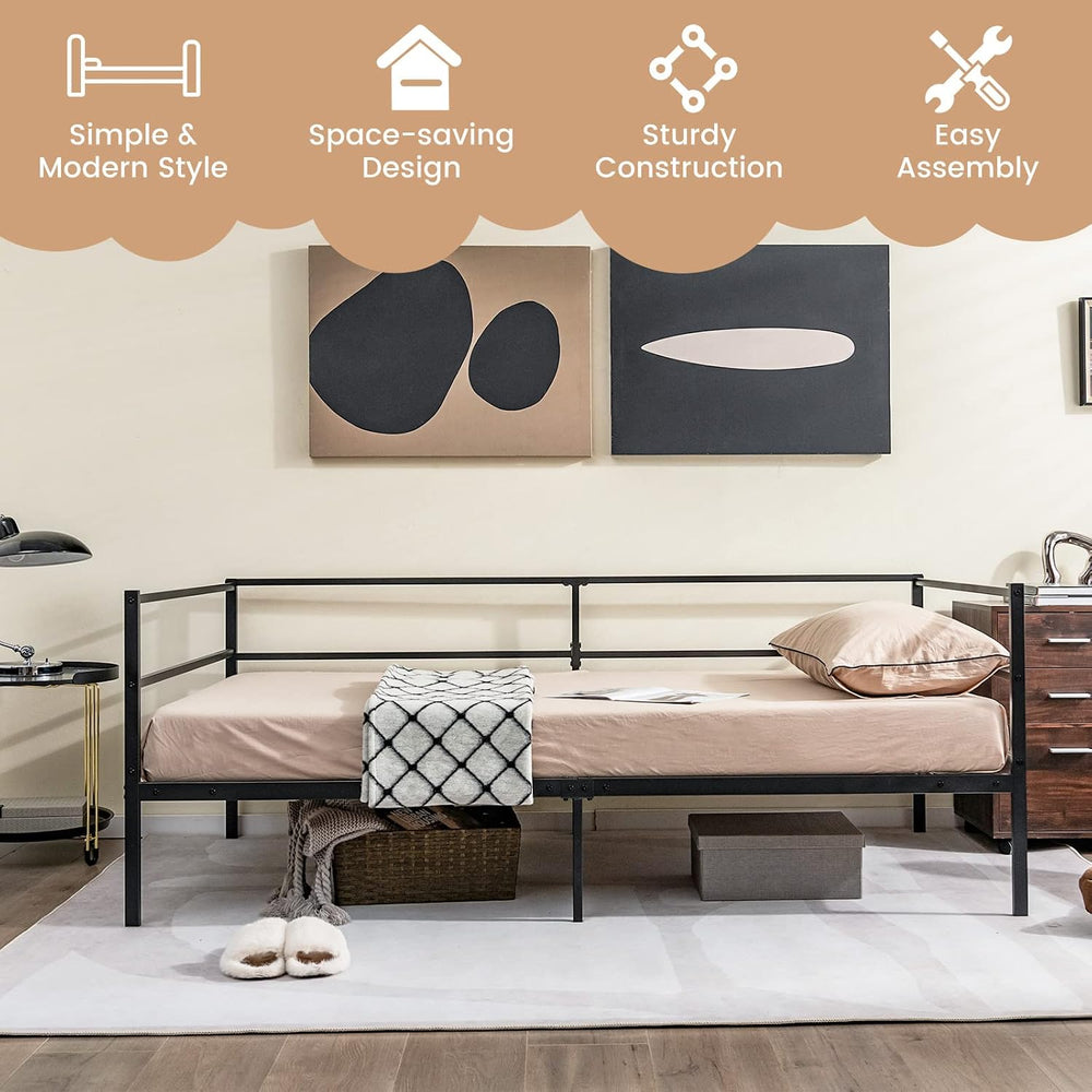 GIANTEX Metal Twin Daybed Frame, Day Bed with Metal Slat Support & 3-Side...
