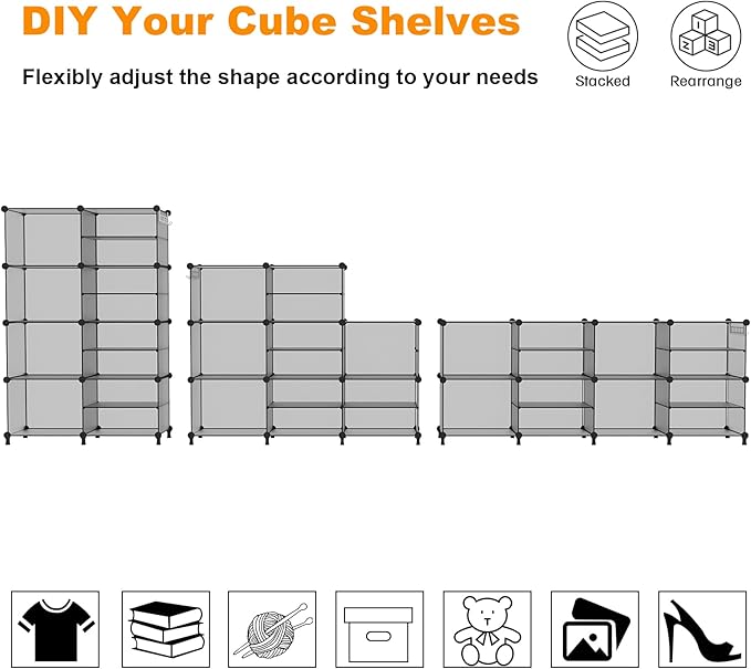 AWTATOS Closet Organizer 8 Cube Storage Shelves Clothes Organizers Stackable
