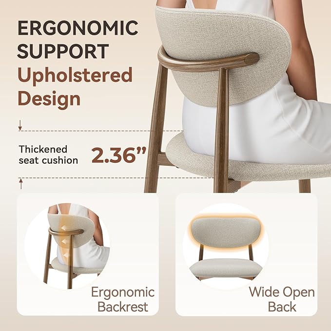 Dining Chairs Set of 2, Curved Back Kitchen Room Chairs with Metal Legs and A...