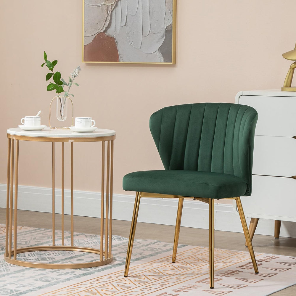 Velvet Dining Chairs Set of 2, Modern Upholstered Vanity Chairs with Golden M...