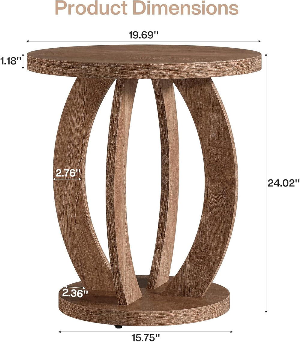 Tribesigns End Table, Round Side Table with Storage, Farmhouse Nightstand Bed...