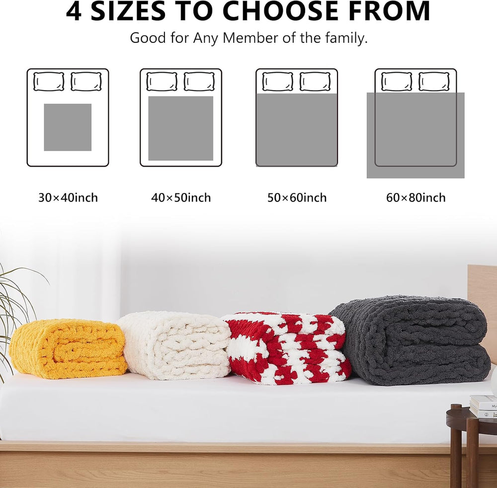 L'AGRATY Chunky Knit Throw Blanket for Couch, 50 x 60 Inches, Dark Grey