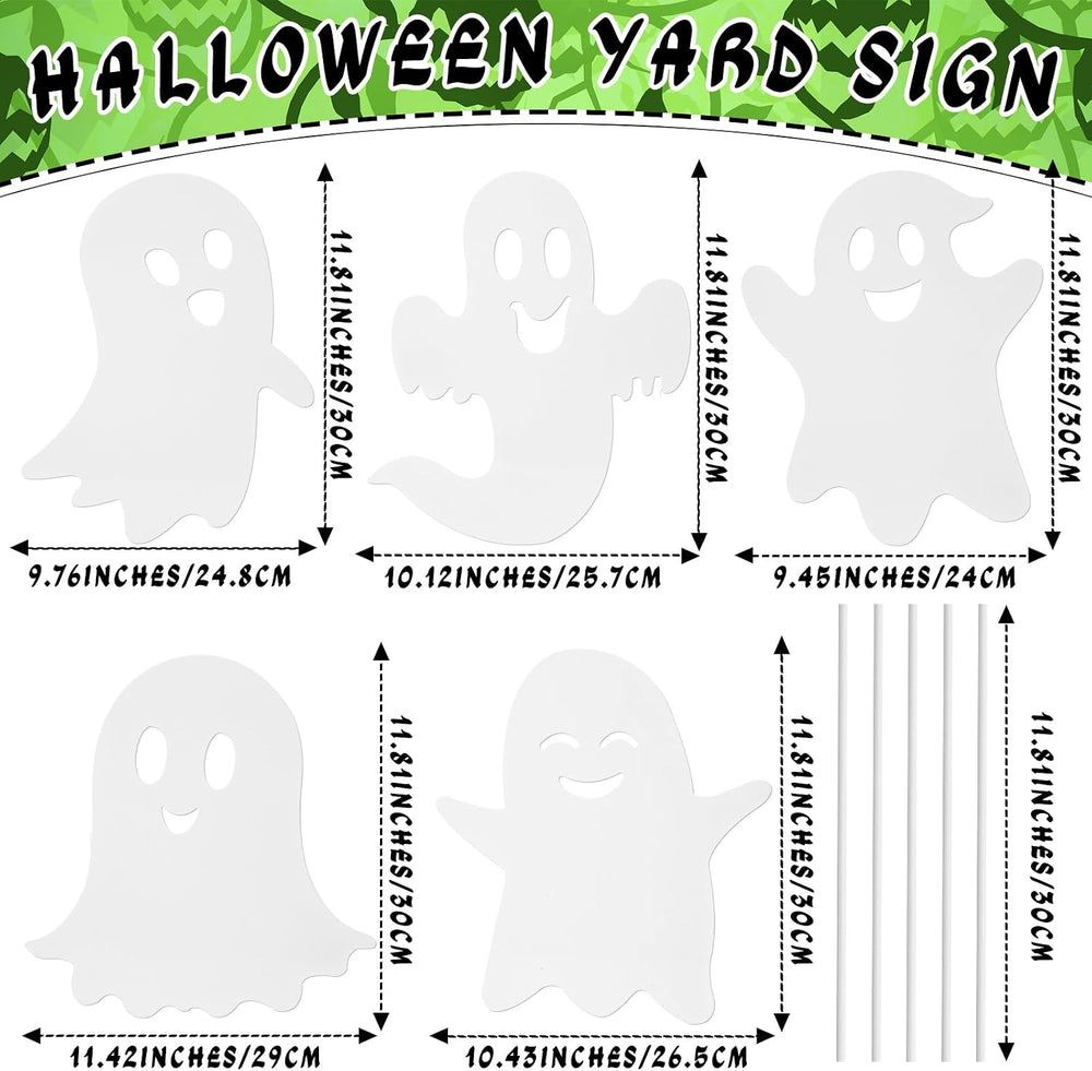 5 Pcs Halloween Ghost Decorations Outdoor Metal Ghost Yard Signs