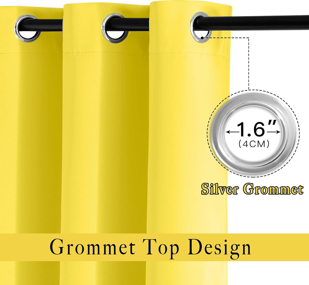NICETOWN Bright Yellow Blackout Curtains for Bedroom, 2 Panels, W52xL84