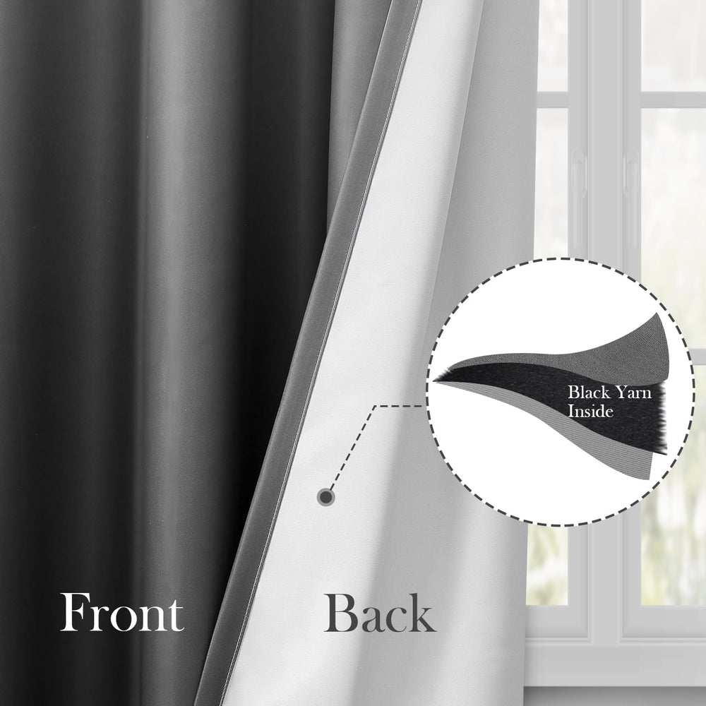 HOMEIDEAS Light Grey Ombre Blackout Curtains 52W x 84L 2 Panels for Bedroom
