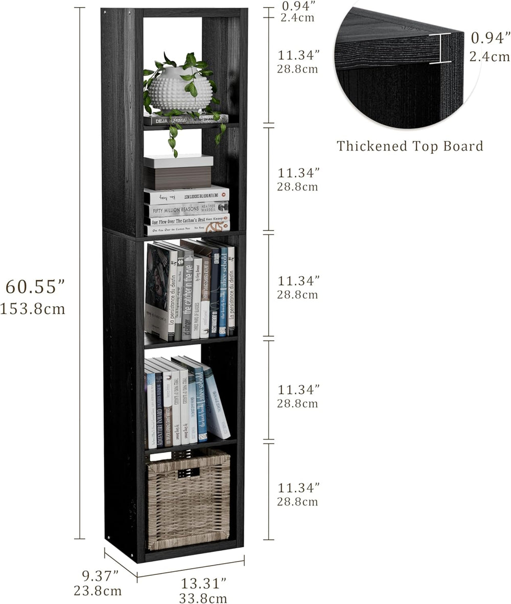 Tall Cube Storage Organizer Bookcase, 5 Tier 11 inch Open Back Cubical Shelf ...