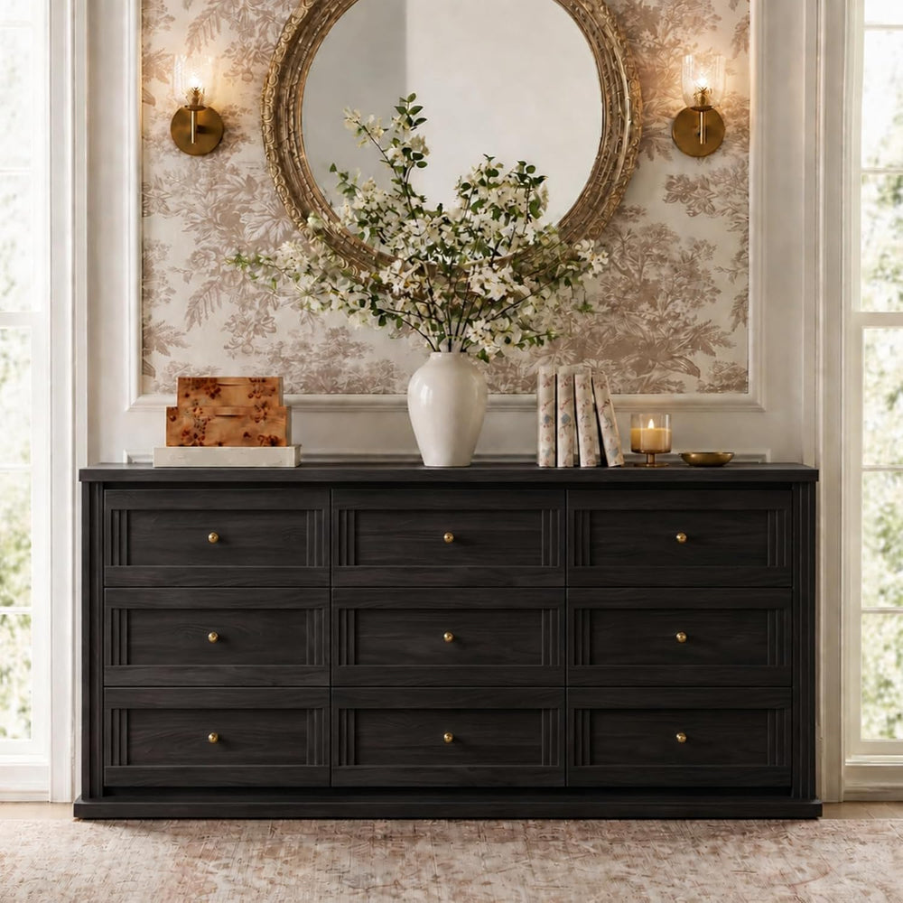 9 Drawer Dresser for Bedroom, 63โ Chest of Drawers with Charging Station