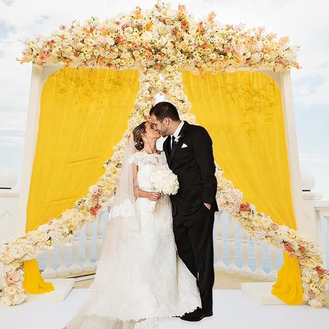10 x 10 Feet Yellow Backdrop Curtain for Partie, Background Curtains for Phot...