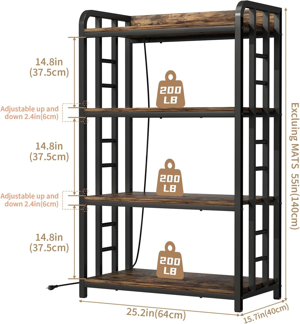 4 Tier Bakers Rack for Kitchens, Adjustable Microwave Stand with Storage, Met...