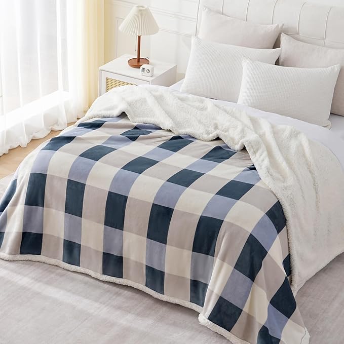 PU MEI Sherpa Throw Blanket Reversible Large Big King Size Flannel Blankets