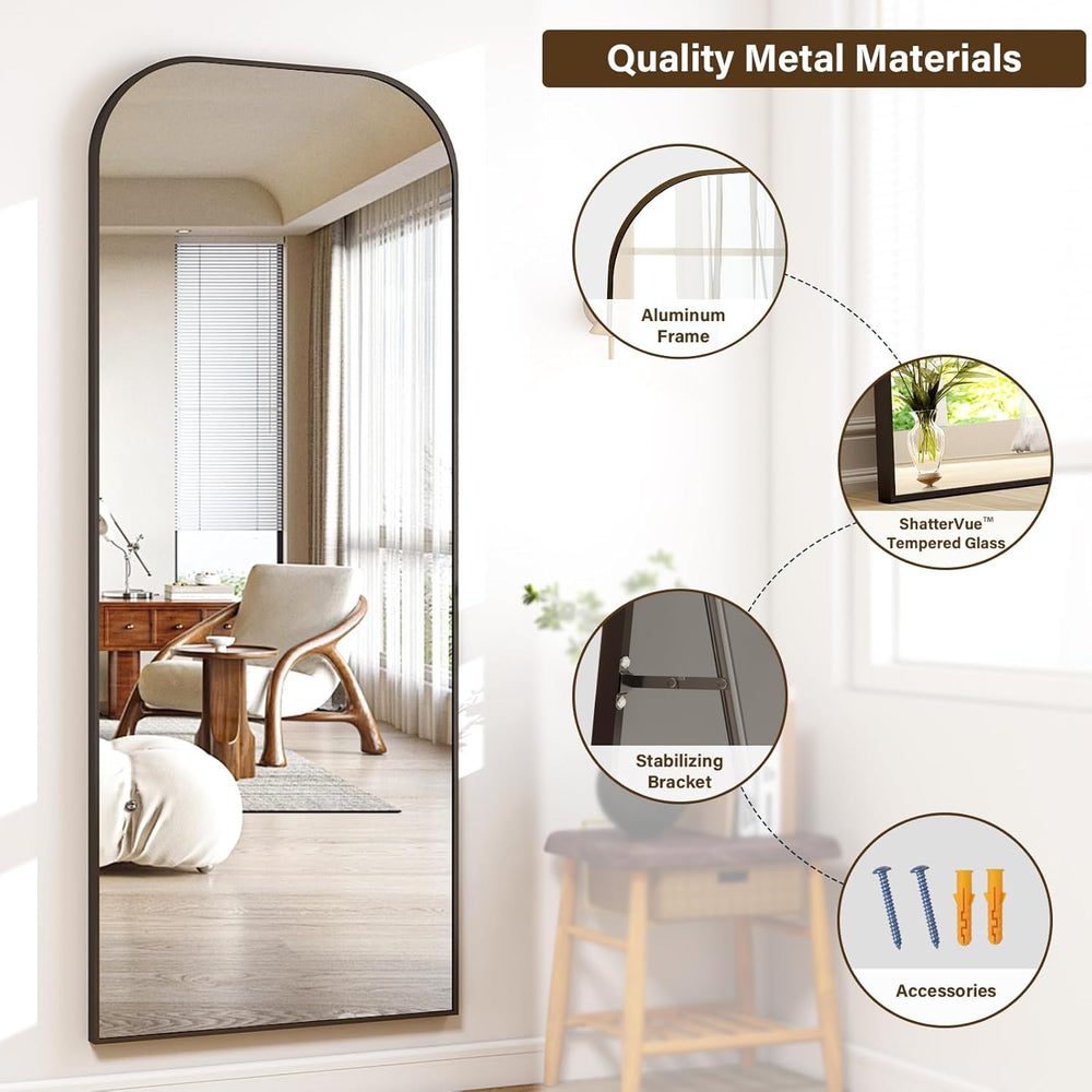 56x21 Inch Full Length Mirror - Large Floor Standing & Wall Mountable Ful...