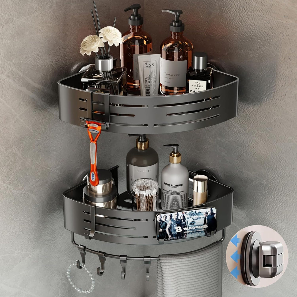 Voldra Corner Shower Caddy Suction Cup, Corner Shower Shelves No Drilling
