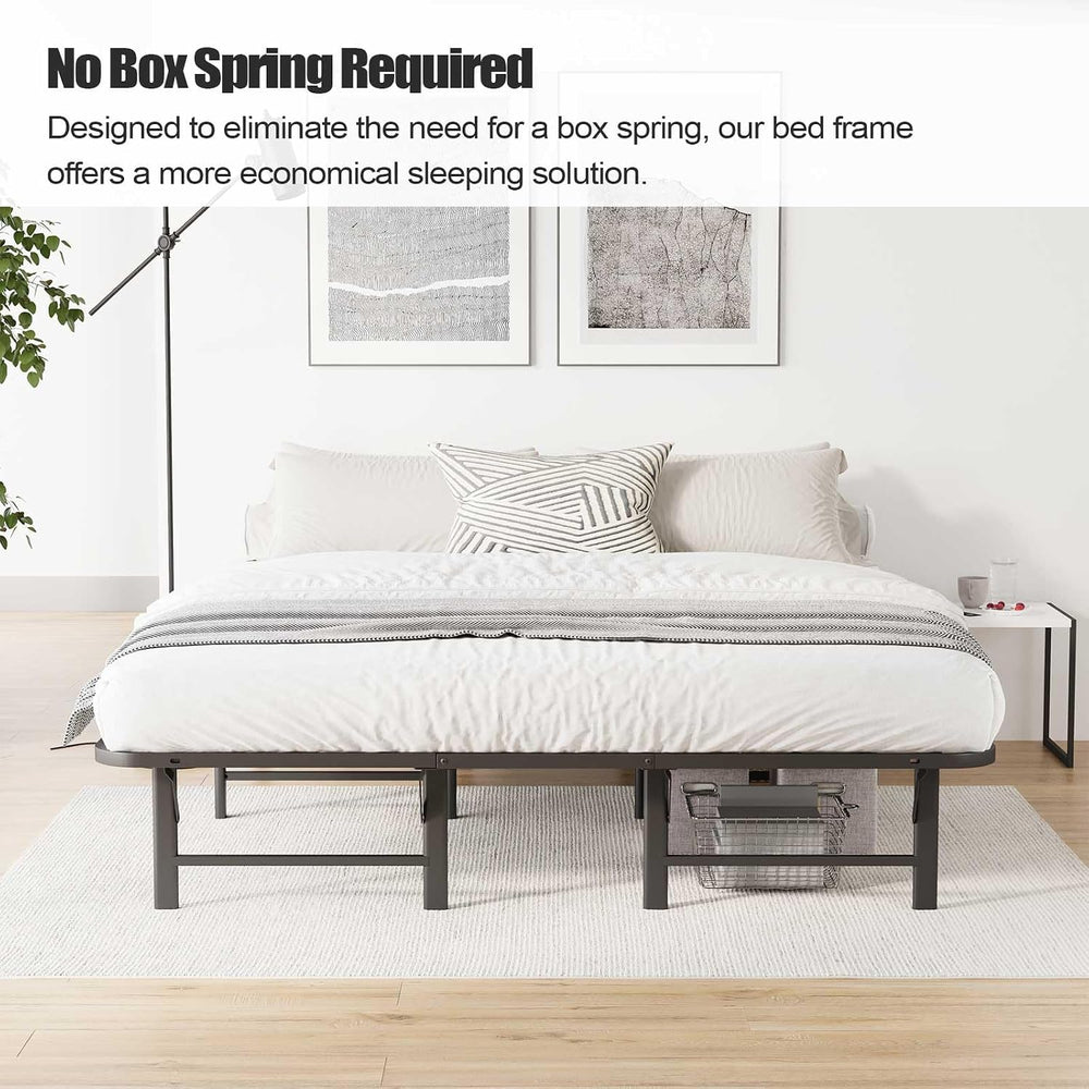 ZIYOO Heavy Duty Full Size Folding Bed Frame, 14 Inch High Metal Platform Dou...