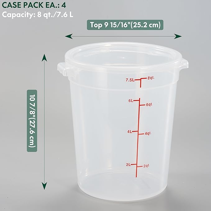 CURTA 8 Quart Translucent Round Food Storage Container