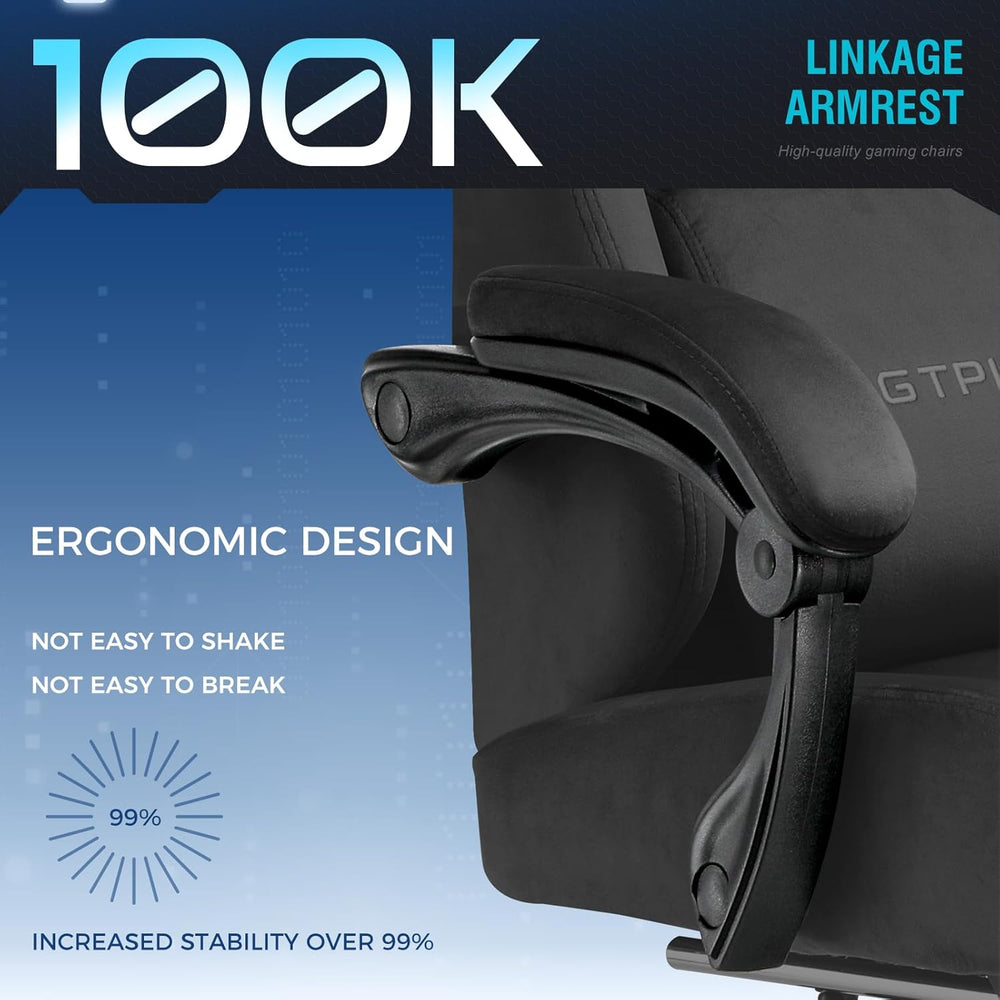 GTPLAYER Big and Tall Gaming Chair Fabric with Pocket Spring Cushion, High Ba...