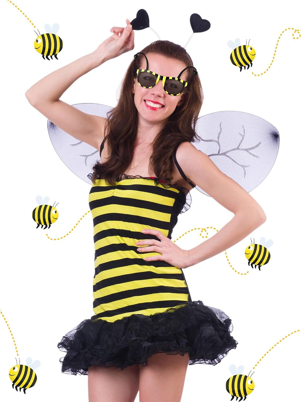 Bencailor 24 Pcs Halloween Bee Glasses Costume Honey Bee Costume