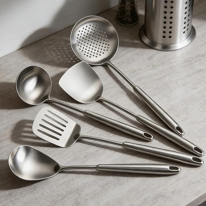 304 Stainless Steel Cooking Utensils Set, Mirror Polished Kitchen Gadget