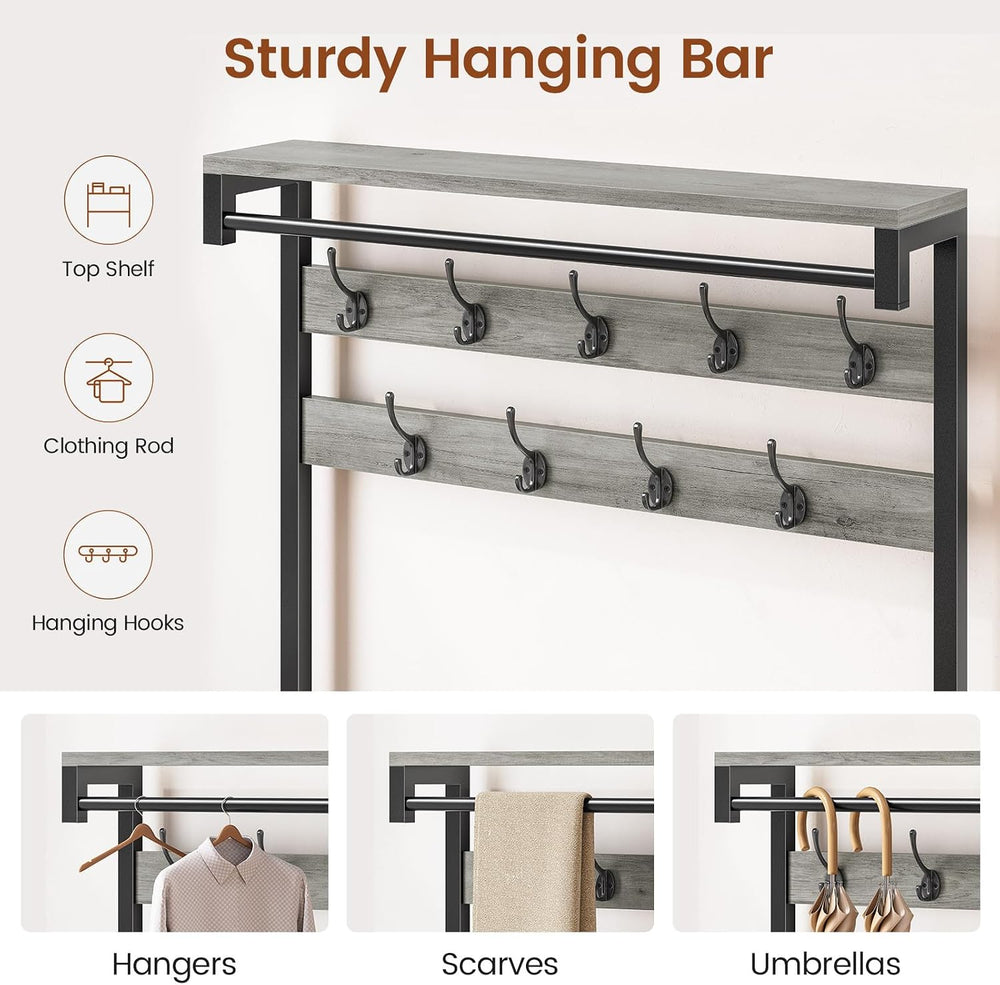 Itaar Coat Rack, Hall Tree with Bench and Shoe Storage, 7-in-1 Entryway Bench...