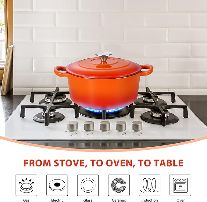 E-far 3 Qt Enameled Cast Iron Dutch Oven