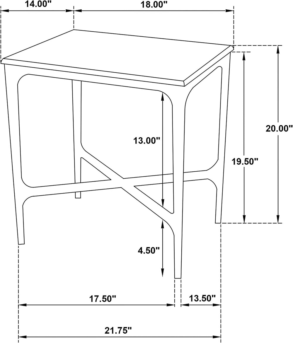 Coaster Home Furnishings Baldwin Rectangular Marble Top Side Table White and ...